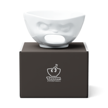 Load image into Gallery viewer, Premium extra large porcelain bowl in white from the porcelain product family of fun dishware by FIFTYEIGHT Products. Offers 33 oz capacity with hole in front for fun effect to serve snacks. Dishwasher and microwave safe bowl featuring a sculpted ‘barfing’ facial expression. Shipped in exclusively designed gift box.
