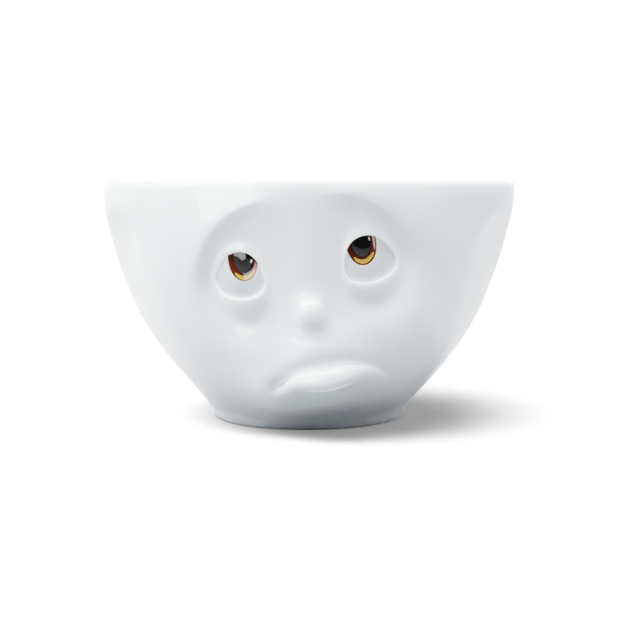 Premium porcelain bowl in white with colorful accents from the porcelain product family of fun dishware by FIFTYEIGHT Products. Offers 6.7 oz capacity perfect for serving ice cream to tapas, nuts and hearty dips. Dishwasher and microwave safe bowl featuring a sculpted ‘Oh Please’ facial expression. Shipped in exclusively designed gift box.
