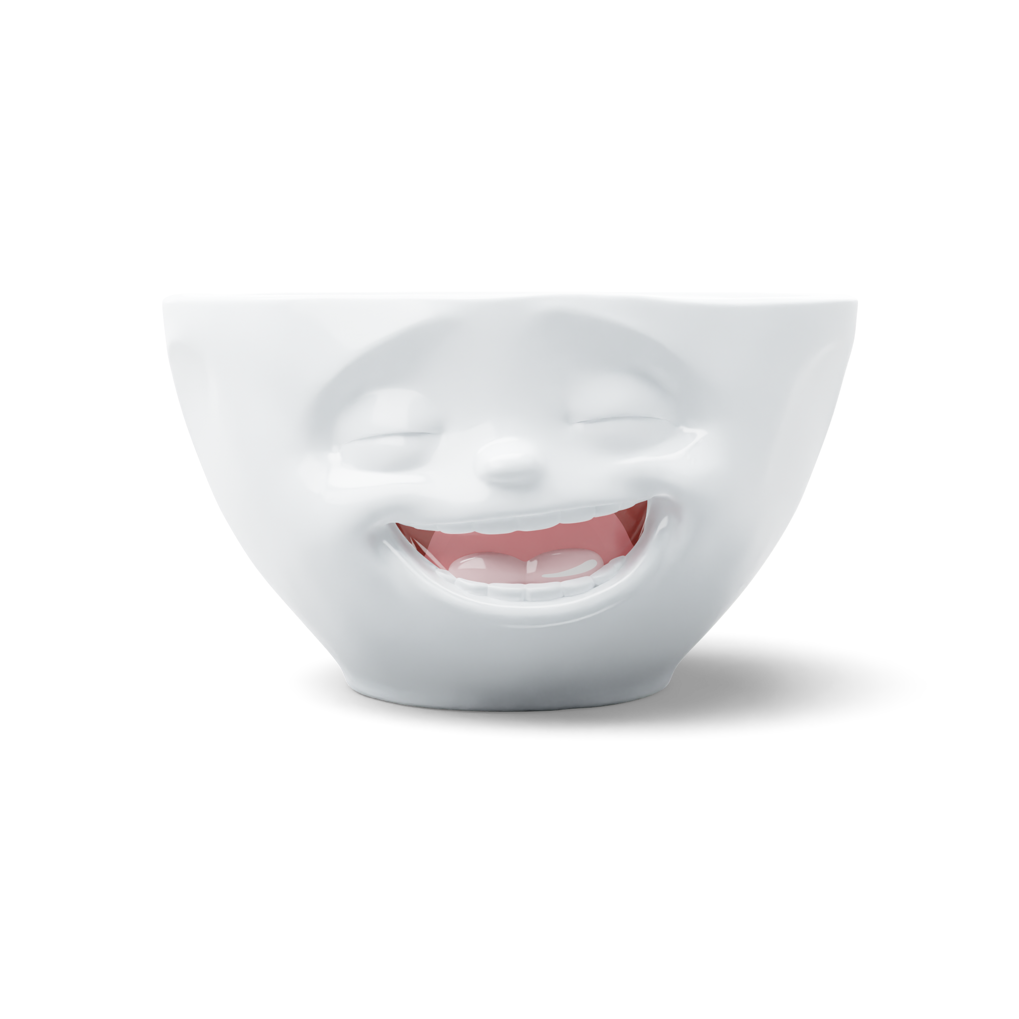 Premium porcelain bowl in white with colorful accents from the porcelain product family of fun dishware by FIFTYEIGHT Products. Offers 6.7 oz capacity perfect for serving ice cream to tapas, nuts and hearty dips. Dishwasher and microwave safe bowl featuring a sculpted ‘laughing’ facial expression. Shipped in exclusively designed gift box.