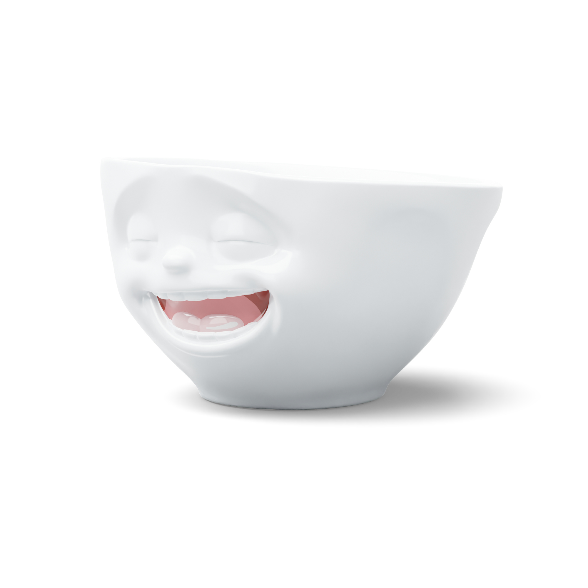 Premium porcelain bowl in white with colorful accents from the porcelain product family of fun dishware by FIFTYEIGHT Products. Offers 6.7 oz capacity perfect for serving ice cream to tapas, nuts and hearty dips. Dishwasher and microwave safe bowl featuring a sculpted ‘laughing’ facial expression. Shipped in exclusively designed gift box.