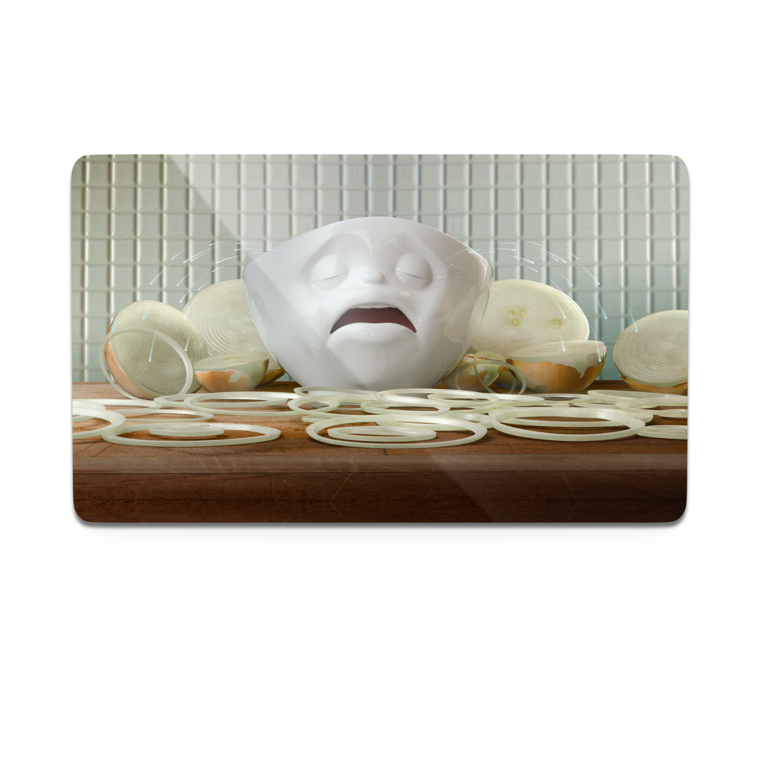Serve a sandwich on a fun board with the "Bowls Don't Cry" design from the series of trusty breakfast boards, perfect for making sandwiches or eating breakfast. Crafted in Germany from resopal.