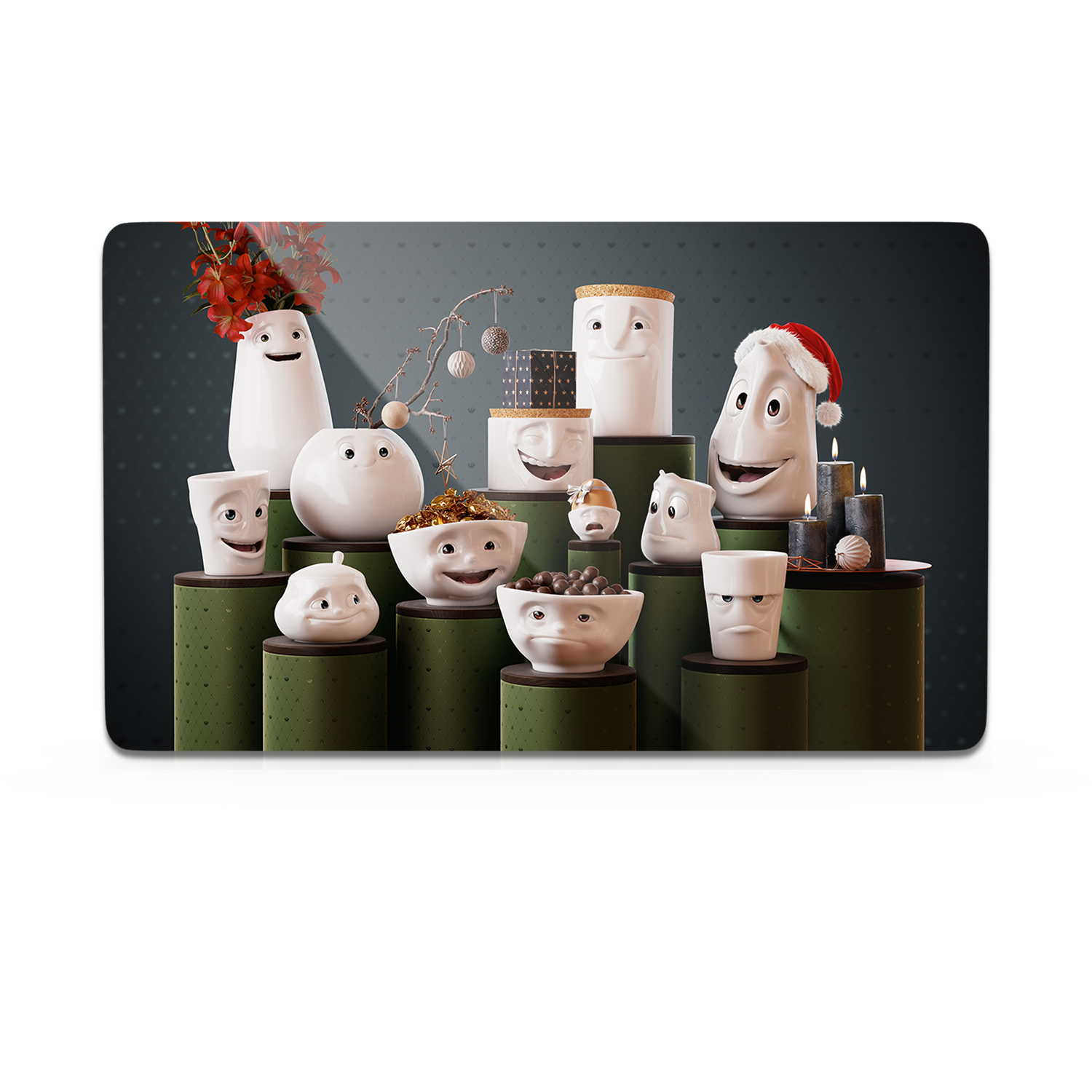 Serve a sandwich on a fun board with the "Tassen Gathering" design from the series of trusty breakfast boards, perfect for making sandwiches or eating breakfast. Crafted in Germany from resopal.