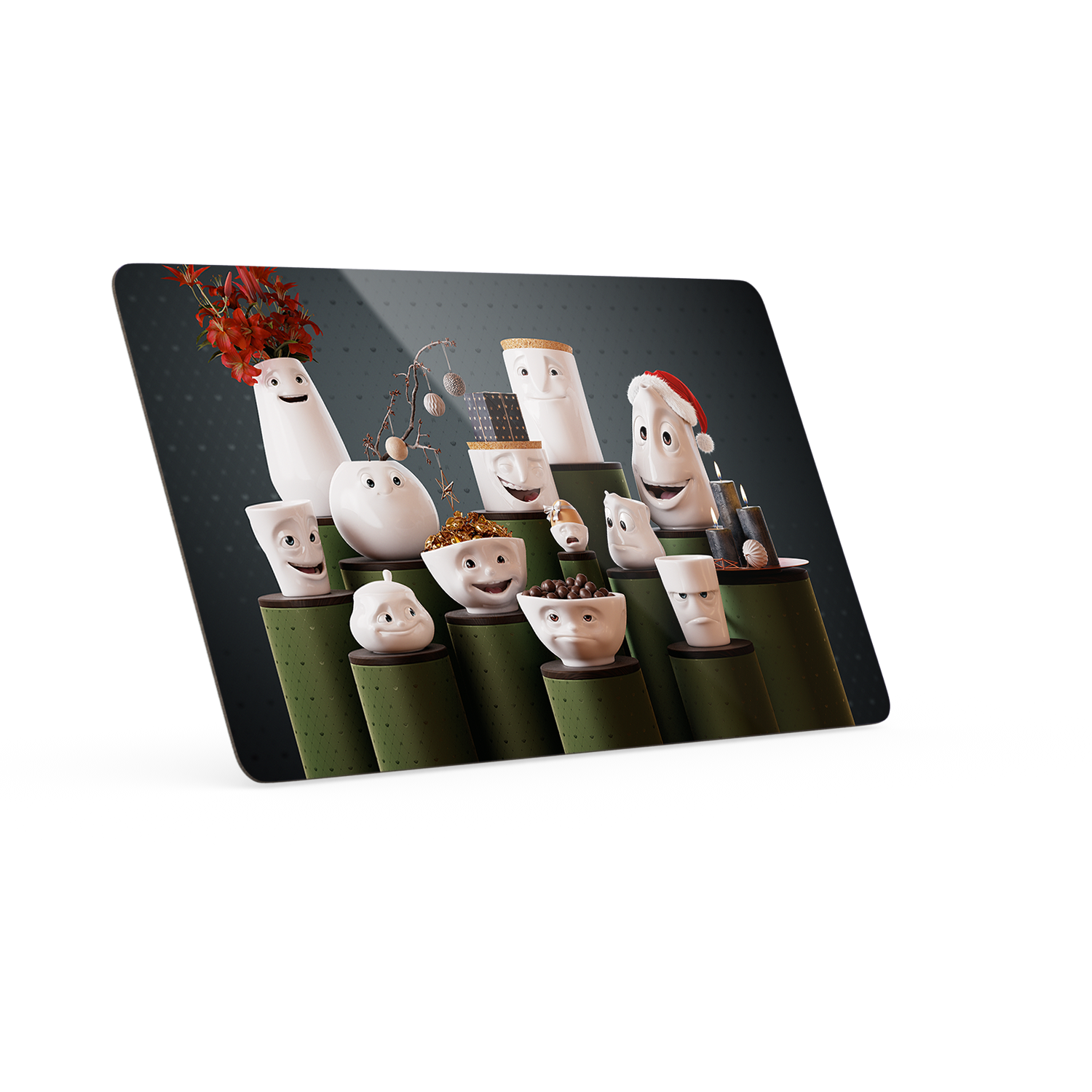 Serve a sandwich on a fun board with the "Tassen Gathering" design from the series of trusty breakfast boards, perfect for making sandwiches or eating breakfast. Crafted in Germany from resopal.