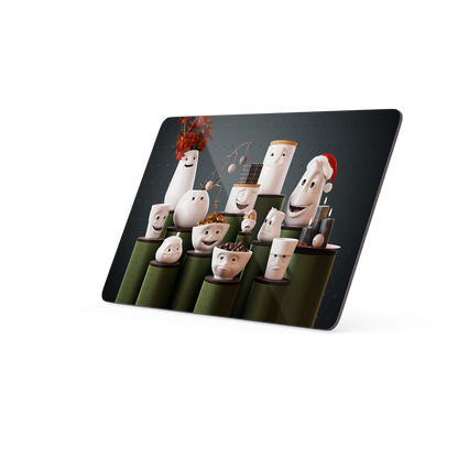 Serve a sandwich on a fun board with the "Tassen Gathering" design from the series of trusty breakfast boards, perfect for making sandwiches or eating breakfast. Crafted in Germany from resopal.