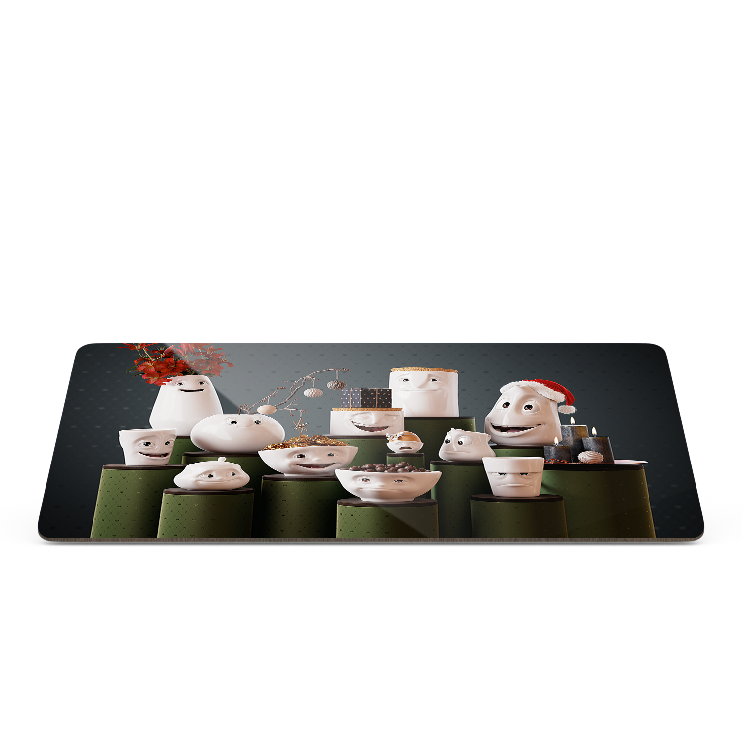 Serve a sandwich on a fun board with the "Tassen Gathering" design from the series of trusty breakfast boards, perfect for making sandwiches or eating breakfast. Crafted in Germany from resopal.