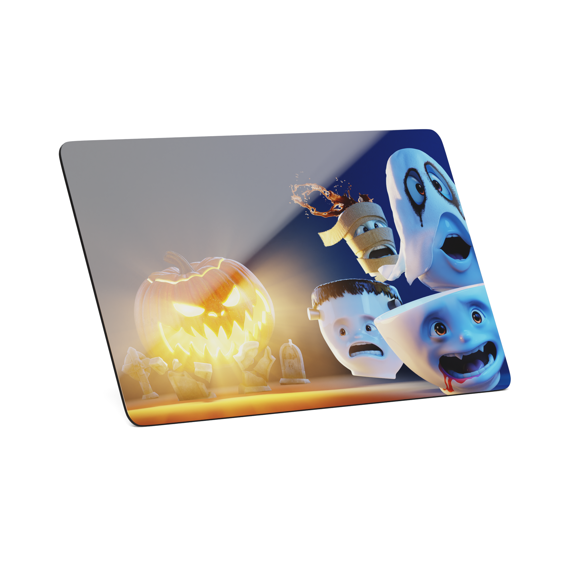 Serve a sandwich on a fun board with the "Spooky" design from the series of trusty breakfast boards, perfect for making sandwiches or eating breakfast. Crafted in Germany from resopal.