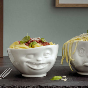 16 ounce capacity porcelain bowl featuring a sculpted ‘dreamy’ facial expression. From the TASSEN product family of fun dishware by FIFTYEIGHT Products. Quality bowl perfect for serving cereal, soup, snacks and much more.