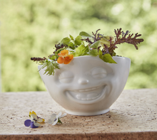 Load image into Gallery viewer,  16 ounce capacity porcelain bowl featuring a sculpted ‘laughing’ facial expression. From the TASSEN product family of fun dishware by FIFTYEIGHT Products. Quality bowl perfect for serving cereal, soup, snacks and much more.
