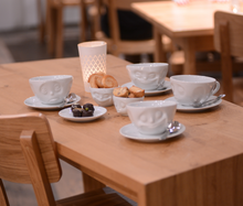 Load image into Gallery viewer, Coffee cup with a &#39;Oh Please&#39; facial expression and 6.5 oz capacity. From the TASSEN product family of fun dishware by FIFTYEIGHT Products. Coffee cup with matching saucer crafted from quality porcelain.
