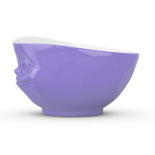 Load image into Gallery viewer, 16 ounce capacity porcelain bowl in purple color featuring a sculpted ‘grinning’ facial expression. From the TASSEN product family of fun dishware by FIFTYEIGHT Products. Quality bowl perfect for serving cereal, soup, snacks and much more.
