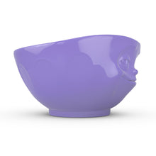 Load image into Gallery viewer, 16 ounce capacity porcelain bowl in purple color featuring a sculpted ‘grinning’ facial expression. From the TASSEN product family of fun dishware by FIFTYEIGHT Products. Quality bowl perfect for serving cereal, soup, snacks and much more.
