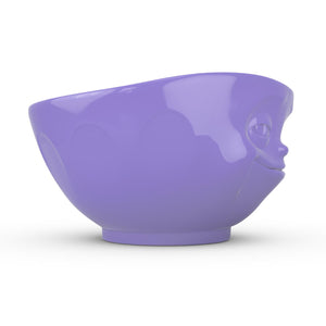 16 ounce capacity porcelain bowl in purple color featuring a sculpted ‘grinning’ facial expression. From the TASSEN product family of fun dishware by FIFTYEIGHT Products. Quality bowl perfect for serving cereal, soup, snacks and much more.