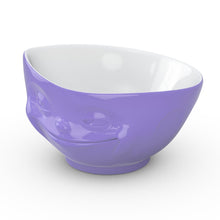 Load image into Gallery viewer, 16 ounce capacity porcelain bowl in purple color featuring a sculpted ‘grinning’ facial expression. From the TASSEN product family of fun dishware by FIFTYEIGHT Products. Quality bowl perfect for serving cereal, soup, snacks and much more.
