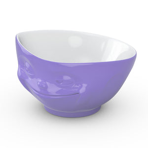 16 ounce capacity porcelain bowl in purple color featuring a sculpted ‘grinning’ facial expression. From the TASSEN product family of fun dishware by FIFTYEIGHT Products. Quality bowl perfect for serving cereal, soup, snacks and much more.