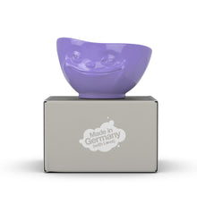 Load image into Gallery viewer, 16 ounce capacity porcelain bowl in purple color featuring a sculpted ‘grinning’ facial expression. From the TASSEN product family of fun dishware by FIFTYEIGHT Products. Quality bowl perfect for serving cereal, soup, snacks and much more.
