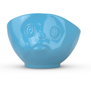 16 ounce capacity porcelain bowl in blue featuring a sculpted ‘sulking’ facial expression. From the TASSEN product family of fun dishware by FIFTYEIGHT Products. Quality bowl perfect for serving cereal, soup, snacks and much more.