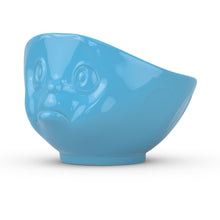 Load image into Gallery viewer, 16 ounce capacity porcelain bowl in blue featuring a sculpted ‘sulking’ facial expression. From the TASSEN product family of fun dishware by FIFTYEIGHT Products. Quality bowl perfect for serving cereal, soup, snacks and much more.
