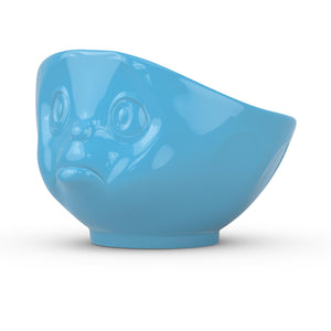 16 ounce capacity porcelain bowl in blue featuring a sculpted ‘sulking’ facial expression. From the TASSEN product family of fun dishware by FIFTYEIGHT Products. Quality bowl perfect for serving cereal, soup, snacks and much more.