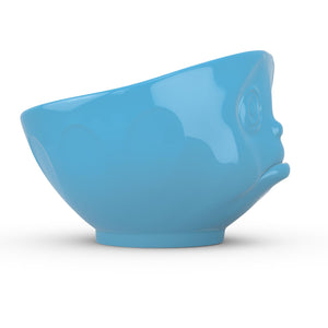 16 ounce capacity porcelain bowl in blue featuring a sculpted ‘sulking’ facial expression. From the TASSEN product family of fun dishware by FIFTYEIGHT Products. Quality bowl perfect for serving cereal, soup, snacks and much more.