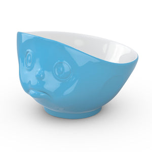 16 ounce capacity porcelain bowl in blue featuring a sculpted ‘sulking’ facial expression. From the TASSEN product family of fun dishware by FIFTYEIGHT Products. Quality bowl perfect for serving cereal, soup, snacks and much more.