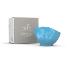 Load image into Gallery viewer, 16 ounce capacity porcelain bowl in blue featuring a sculpted ‘sulking’ facial expression. From the TASSEN product family of fun dishware by FIFTYEIGHT Products. Quality bowl perfect for serving cereal, soup, snacks and much more.
