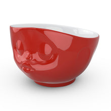 Load image into Gallery viewer, 16 ounce capacity porcelain bowl in red featuring a sculpted ‘kissing’ facial expression. From the TASSEN product family of fun dishware by FIFTYEIGHT Products. Quality bowl perfect for serving cereal, soup, snacks and much more.
