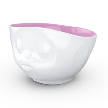 Load image into Gallery viewer, 16 ounce capacity porcelain bowl in white with berry color inside featuring a sculpted ‘kissing’ facial expression. From the TASSEN product family of fun dishware by FIFTYEIGHT Products. Quality bowl perfect for serving cereal, soup, snacks and much more.
