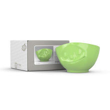 Load image into Gallery viewer, 16 ounce capacity porcelain bowl in light green color featuring a sculpted ‘happy’ facial expression. From the TASSEN product family of fun dishware by FIFTYEIGHT Products. Quality bowl perfect for serving cereal, soup, snacks and much more.
