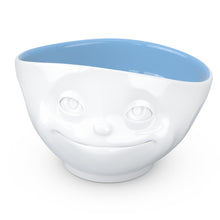 Load image into Gallery viewer, 16 ounce capacity porcelain bowl in white with Ocean Color Inside featuring a sculpted ‘dreamy’ facial expression. From the TASSEN product family of fun dishware by FIFTYEIGHT Products. Quality bowl perfect for serving cereal, soup, snacks and much more.
