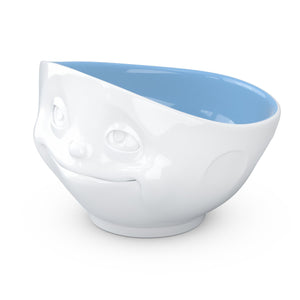 16 ounce capacity porcelain bowl in white with Ocean Color Inside featuring a sculpted ‘dreamy’ facial expression. From the TASSEN product family of fun dishware by FIFTYEIGHT Products. Quality bowl perfect for serving cereal, soup, snacks and much more.