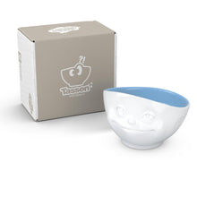 Load image into Gallery viewer, 16 ounce capacity porcelain bowl in white with Ocean Color Inside featuring a sculpted ‘dreamy’ facial expression. From the TASSEN product family of fun dishware by FIFTYEIGHT Products. Quality bowl perfect for serving cereal, soup, snacks and much more.

