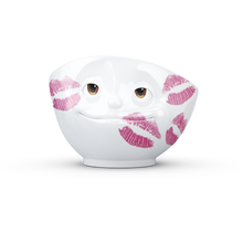 Load image into Gallery viewer, Premium porcelain bowl with colorful accents from TASSEN product family of fun dishware by FIFTYEIGHT Products. Offers 16 oz capacity perfect for serving cereal, soup, snacks and much more. Dishwasher and microwave safe bowl featuring a ‘dreamy’ facial expression and colorful eyes and kiss marks. Shipped in gift box.
