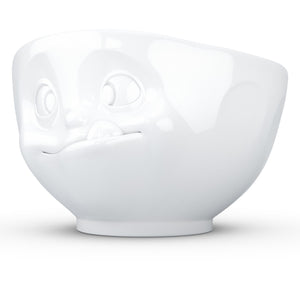 16 ounce capacity porcelain bowl featuring a sculpted ‘tasty’ facial expression. From the TASSEN product family of fun dishware by FIFTYEIGHT Products. Quality bowl perfect for serving cereal, soup, snacks and much more.