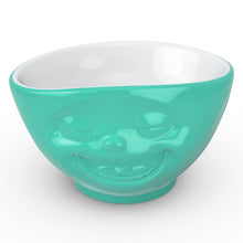 Load image into Gallery viewer, 16 ounce capacity porcelain bowl in mint color featuring a sculpted ‘laughing’ facial expression. From the TASSEN product family of fun dishware by FIFTYEIGHT Products. Quality bowl perfect for serving cereal, soup, snacks and much more.

