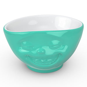 16 ounce capacity porcelain bowl in mint color featuring a sculpted ‘laughing’ facial expression. From the TASSEN product family of fun dishware by FIFTYEIGHT Products. Quality bowl perfect for serving cereal, soup, snacks and much more.