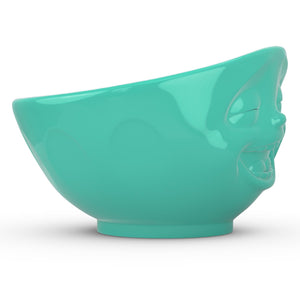 16 ounce capacity porcelain bowl in mint color featuring a sculpted ‘laughing’ facial expression. From the TASSEN product family of fun dishware by FIFTYEIGHT Products. Quality bowl perfect for serving cereal, soup, snacks and much more.