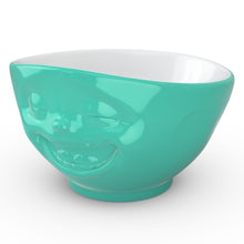 Load image into Gallery viewer, 16 ounce capacity porcelain bowl in mint color featuring a sculpted ‘laughing’ facial expression. From the TASSEN product family of fun dishware by FIFTYEIGHT Products. Quality bowl perfect for serving cereal, soup, snacks and much more.
