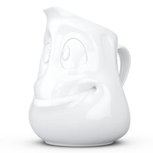 Load image into Gallery viewer, Premium porcelain creamer jug in white features a &#39;jolly&#39; facial expression at 11 oz capacity. Serves milk, creamer, dressing, salsa, gazpacho, gravy, sauces and more. Detailed facial expression jug from the TASSEN product family of fun dishware by FIFTYEIGHT Products. Shipped in exclusively designed gift box.
