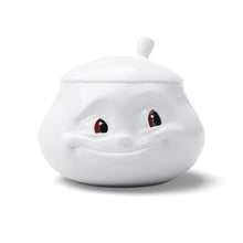 Load image into Gallery viewer, Special Movie Edition with colorful eyes. Premium porcelain sugar bowl in white with &quot;sweet&quot; facial expression and 13.5 oz capacity. From the TASSEN product family of fun dishware by FIFTYEIGHT Products. Shipped in exclusively designed gift box.
