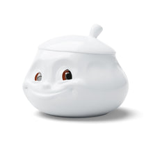 Load image into Gallery viewer, Special Movie Edition with colorful eyes. Premium porcelain sugar bowl in white with &quot;sweet&quot; facial expression and 13.5 oz capacity. From the TASSEN product family of fun dishware by FIFTYEIGHT Products. Shipped in exclusively designed gift box.
