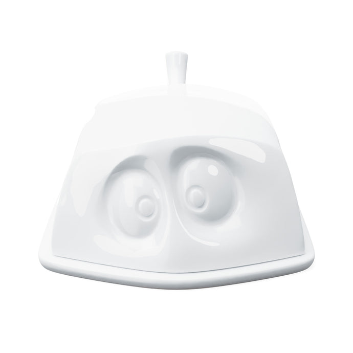 Porcelain butter dish with cute face design from the 58 Products family of quality German porcelain.