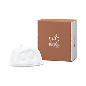 Porcelain butter dish with cute face design from the 58 Products family of quality German porcelain.