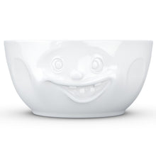 Load image into Gallery viewer, Extra big 87.5 ounce porcelain bowl in white featuring a sculpted ‘out of control’ facial expression. From the TASSEN product family of fun dishware by FIFTYEIGHT Products. Quality bowl perfect for entertaining guests and serving salads, side dishes, stew, chili, chips, and more.
