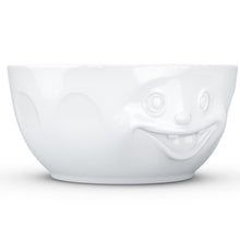 Load image into Gallery viewer, Extra big 87.5 ounce porcelain bowl in white featuring a sculpted ‘out of control’ facial expression. From the TASSEN product family of fun dishware by FIFTYEIGHT Products. Quality bowl perfect for entertaining guests and serving salads, side dishes, stew, chili, chips, and more.
