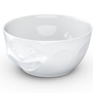 Extra big 87.5 ounce porcelain bowl in white featuring a sculpted ‘out of control’ facial expression. From the TASSEN product family of fun dishware by FIFTYEIGHT Products. Quality bowl perfect for entertaining guests and serving salads, side dishes, stew, chili, chips, and more.