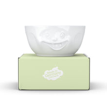 Load image into Gallery viewer, Extra big 87.5 ounce porcelain bowl in white featuring a sculpted ‘out of control’ facial expression. From the TASSEN product family of fun dishware by FIFTYEIGHT Products. Quality bowl perfect for entertaining guests and serving salads, side dishes, stew, chili, chips, and more.
