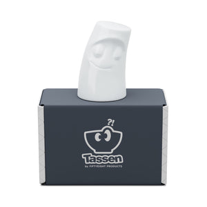 The seasoning cuddler is 2.9 inches tall with a 1.7 inch diameter. Our Seasoning Cuddler CUDDLY is for salt, and our Seasoning Cuddler COZY is for pepper. Made in Germany according to environmental and social guidelines.