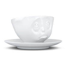 Load image into Gallery viewer, Coffee cup with a &#39;Oh Please&#39; facial expression and 6.5 oz capacity. From the TASSEN product family of fun dishware by FIFTYEIGHT Products. Coffee cup with matching saucer crafted from quality porcelain.
