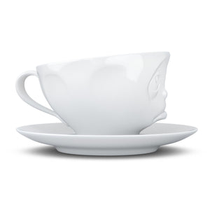 Coffee cup with a 'Oh Please' facial expression and 6.5 oz capacity. From the TASSEN product family of fun dishware by FIFTYEIGHT Products. Coffee cup with matching saucer crafted from quality porcelain.