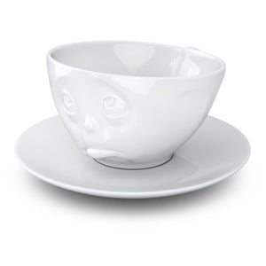 Coffee cup with a 'Oh Please' facial expression and 6.5 oz capacity. From the TASSEN product family of fun dishware by FIFTYEIGHT Products. Coffee cup with matching saucer crafted from quality porcelain.